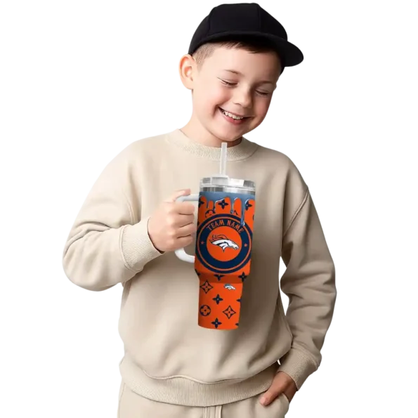 customized denver broncos bullseye drips orange curved tumbler latest model.webp