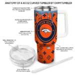 customized denver broncos bullseye drips orange curved tumbler best selling.webp