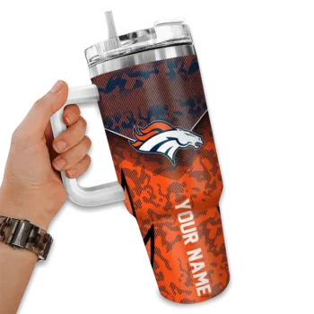 customized denver broncos chevron stripe orange curved tumbler fashion forward.webp