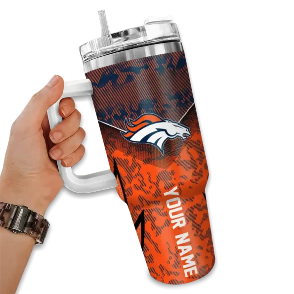 customized denver broncos chevron stripe orange curved tumbler fashion forward.webp