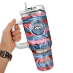 customized denver broncos marbled stripes orange curved tumbler best selling.webp