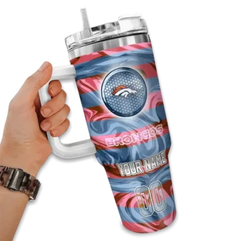 customized denver broncos marbled stripes orange curved tumbler fashion forward.webp