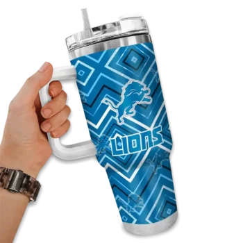 customized detroit lions bold diamonds blue curved tumbler fashion forward.webp