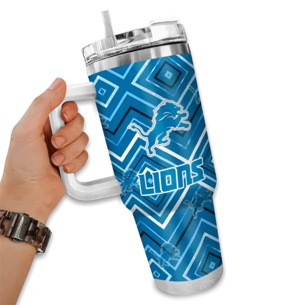 customized detroit lions bold diamonds blue curved tumbler fashion forward.webp