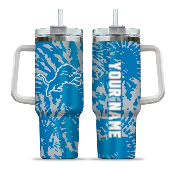 customized detroit lions burst swirl blue curved tumbler best selling.webp