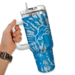 customized detroit lions burst swirl blue curved tumbler best selling.webp