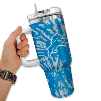 customized detroit lions burst swirl blue curved tumbler fashion forward.webp