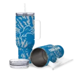 customized detroit lions burst swirl blue curved tumbler best selling.webp