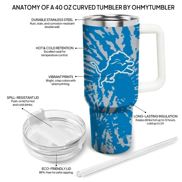 customized detroit lions burst swirl blue curved tumbler new arrival.webp