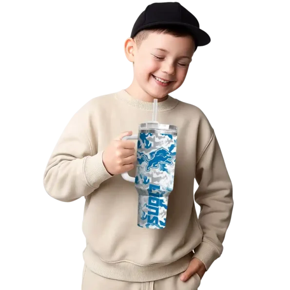 customized detroit lions camo mashup blue white curved tumbler latest model.webp