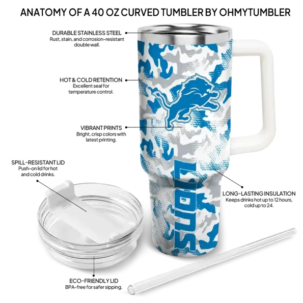 customized detroit lions camo mashup blue white curved tumbler new arrival.webp