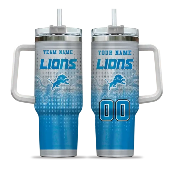 customized detroit lions gradient dots blue curved tumbler best selling.webp