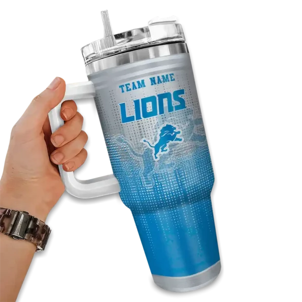 customized detroit lions gradient dots blue curved tumbler fashion forward.webp