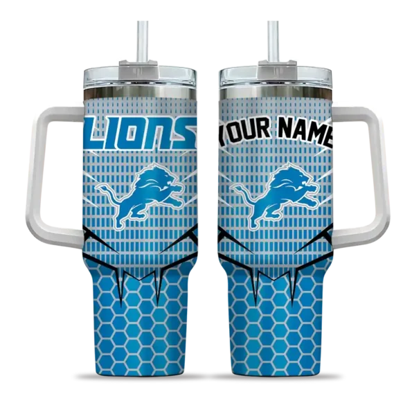 customized detroit lions hex texture blue curved tumbler best selling.webp