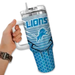 customized detroit lions hex texture blue curved tumbler best selling.webp