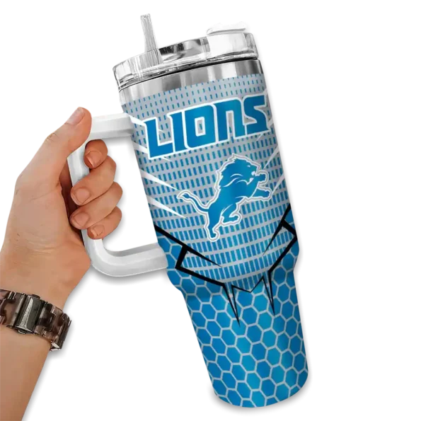 customized detroit lions hex texture blue curved tumbler fashion forward.webp