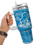 customized detroit lions honey streaks blue curved tumbler best selling.webp