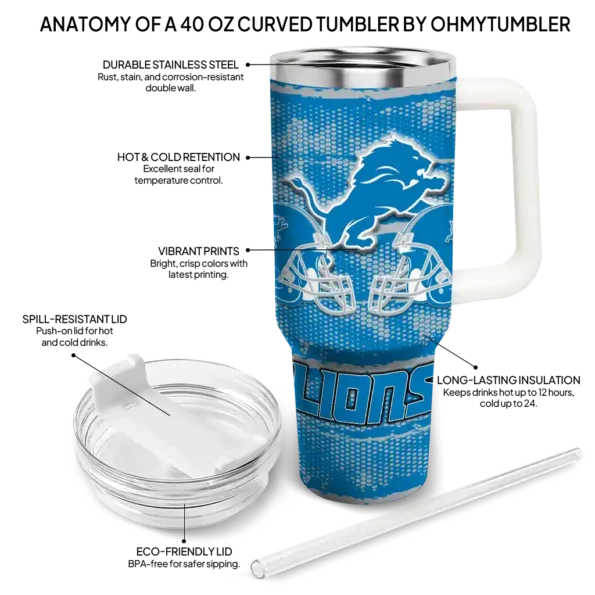 customized detroit lions honey streaks blue curved tumbler new arrival.webp