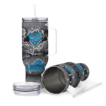 customized detroit lions superman shield blue gray curved tumbler best selling.webp