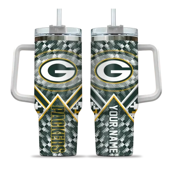 customized green bay packers chevron angle green curved tumbler best selling.webp