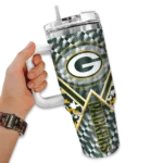 customized green bay packers chevron angle green curved tumbler best selling.webp