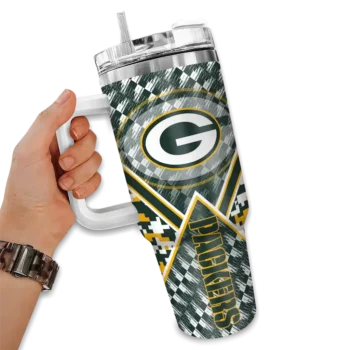 customized green bay packers chevron angle green curved tumbler fashion forward.webp