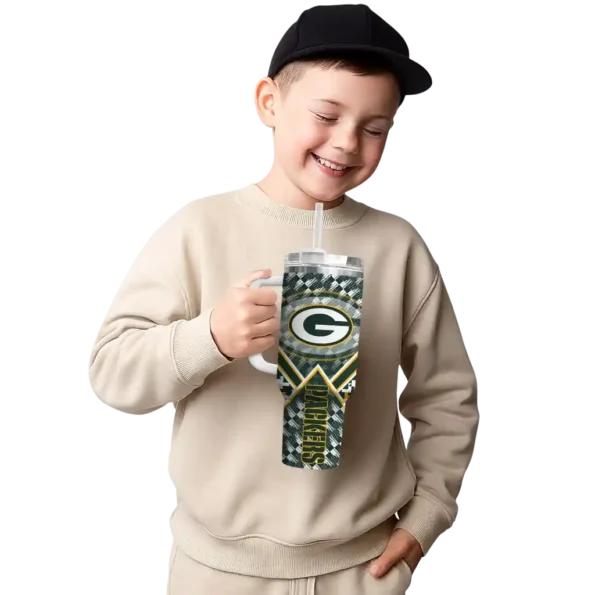 customized green bay packers chevron angle green curved tumbler latest model.webp