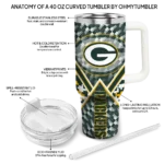 customized green bay packers chevron angle green curved tumbler best selling.webp