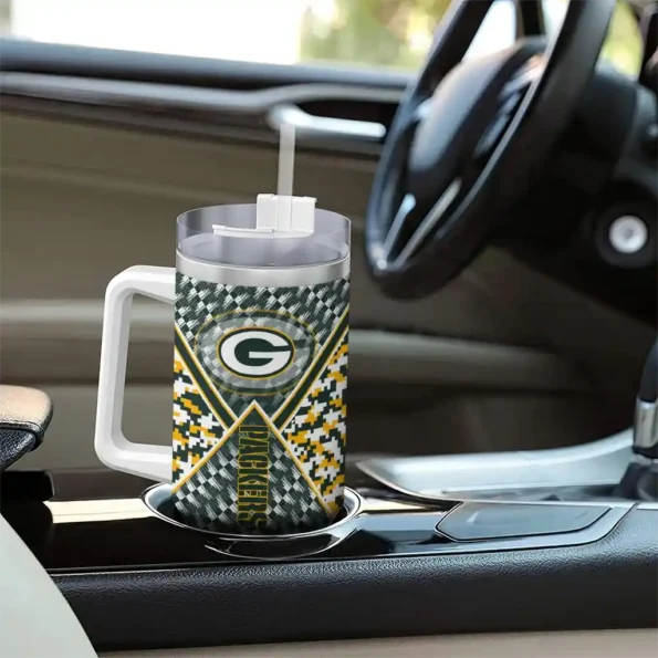 customized green bay packers chevron angle green curved tumbler trendy.webp