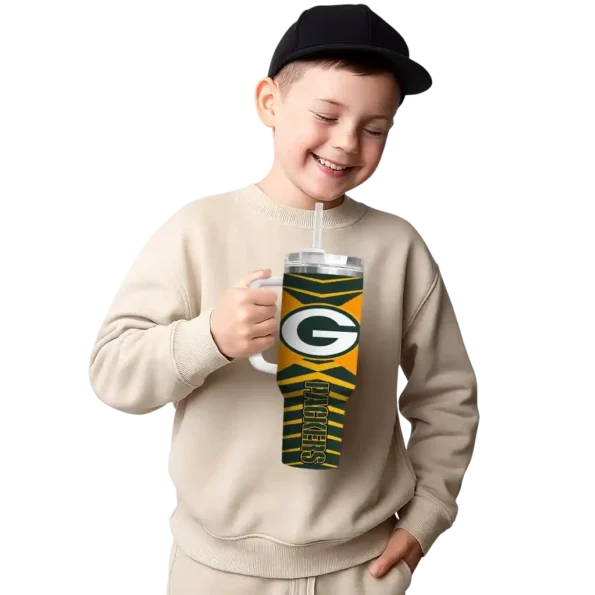 customized green bay packers chevron layers green curved tumbler latest model.webp