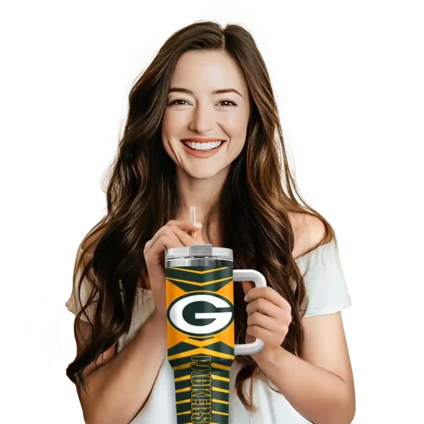 customized green bay packers chevron layers green curved tumbler premium grade.webp
