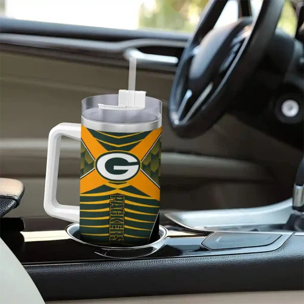 customized green bay packers chevron layers green curved tumbler trendy.webp