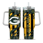 customized green bay packers claw cut green black curved tumbler best selling.webp