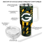 customized green bay packers claw cut green black curved tumbler best selling.webp