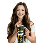 customized green bay packers claw cut green black curved tumbler best selling.webp