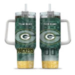 customized green bay packers geometric prism green curved tumbler best selling.webp
