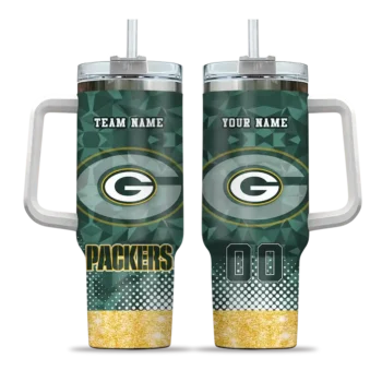 customized green bay packers geometric prism green curved tumbler best selling.webp