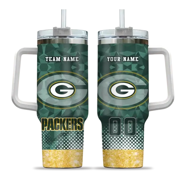 customized green bay packers geometric prism green curved tumbler best selling.webp