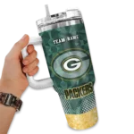 customized green bay packers geometric prism green curved tumbler best selling.webp