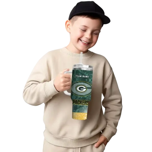 customized green bay packers geometric prism green curved tumbler latest model.webp