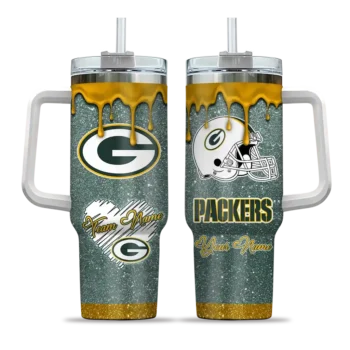 customized green bay packers heart helmet motif green curved tumbler best selling.webp