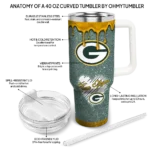 customized green bay packers heart helmet motif green curved tumbler best selling.webp