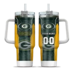 customized green bay packers hexagon armor green curved tumbler best selling.webp