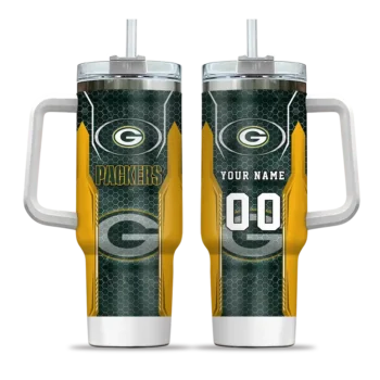 customized green bay packers hexagon armor green curved tumbler best selling.webp