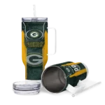 customized green bay packers hexagon armor green curved tumbler best selling.webp