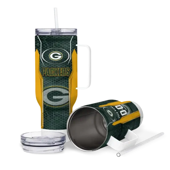 customized green bay packers hexagon armor green curved tumbler high quality.webp
