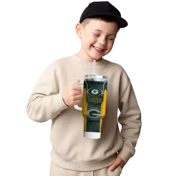 customized green bay packers hexagon armor green curved tumbler latest model.webp