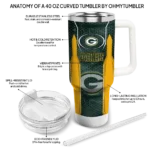 customized green bay packers hexagon armor green curved tumbler best selling.webp