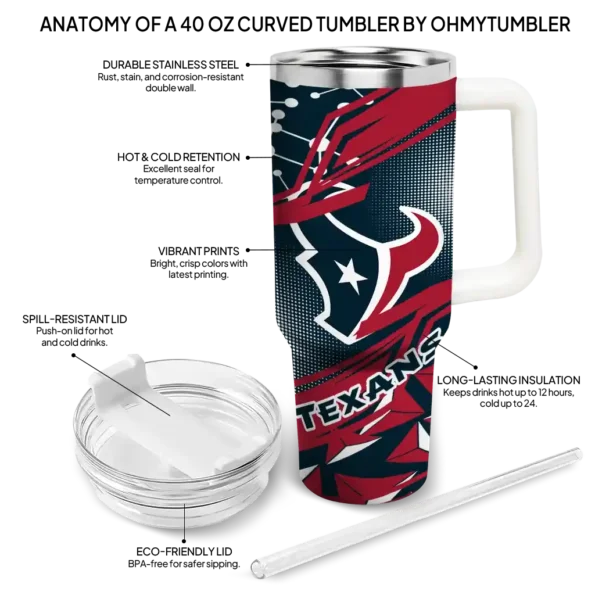 customized houston texans abstract paths blue curved tumbler new arrival.webp