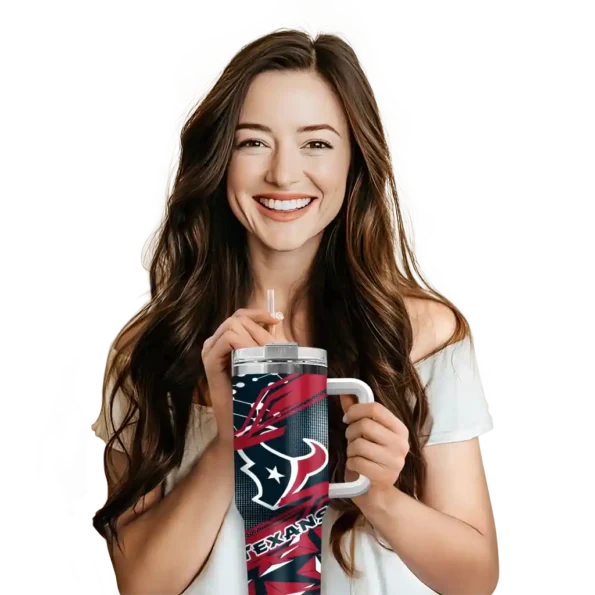 customized houston texans abstract paths blue curved tumbler premium grade.webp